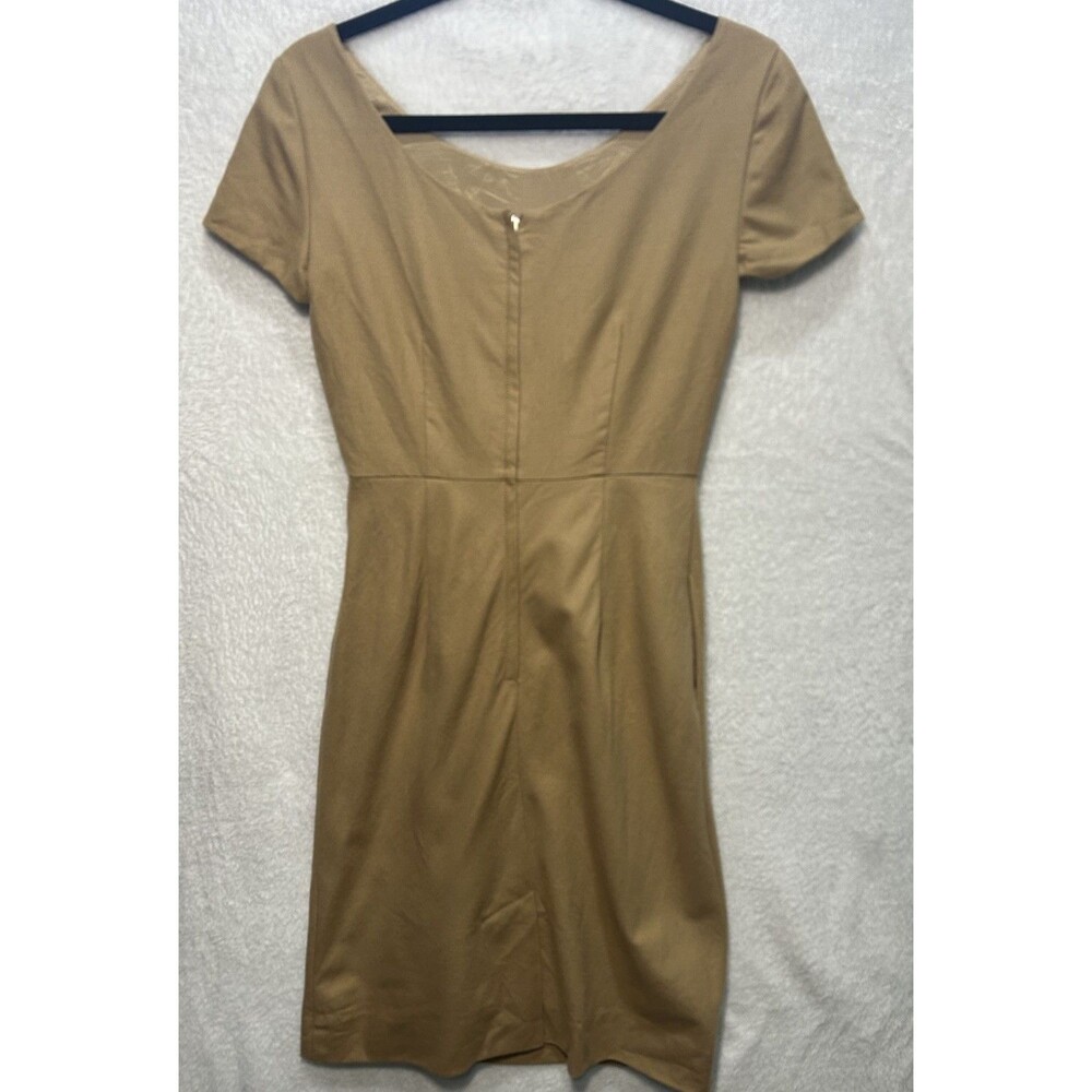 J. Crew Women's Camel Tan Sheath Wool Size 2 Dress Lined‎ Pockets Career J Crew - Picture 3 of 7